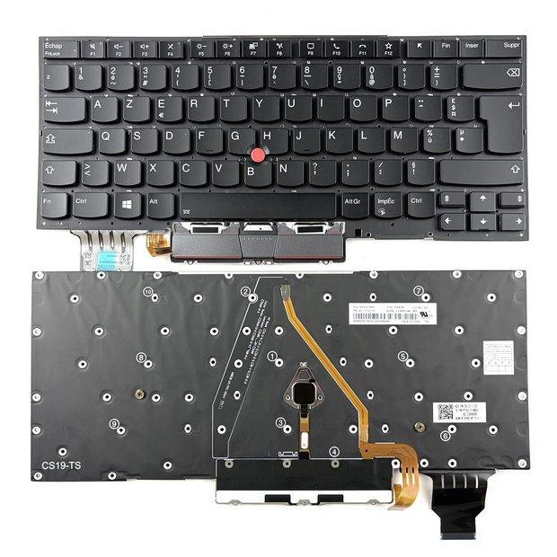 French Azerty Backlit Keyboard For Lenovo Thinkpad X1 Carbon 8th Gen8 2020 Series With Point&Silver Mouse button (Phone Key)