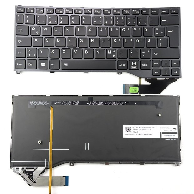 Germany Backlit Laptop Keyboard for Fujitsu LifeBook P727 P728 U727 U728 U729 U729X CP724833-03