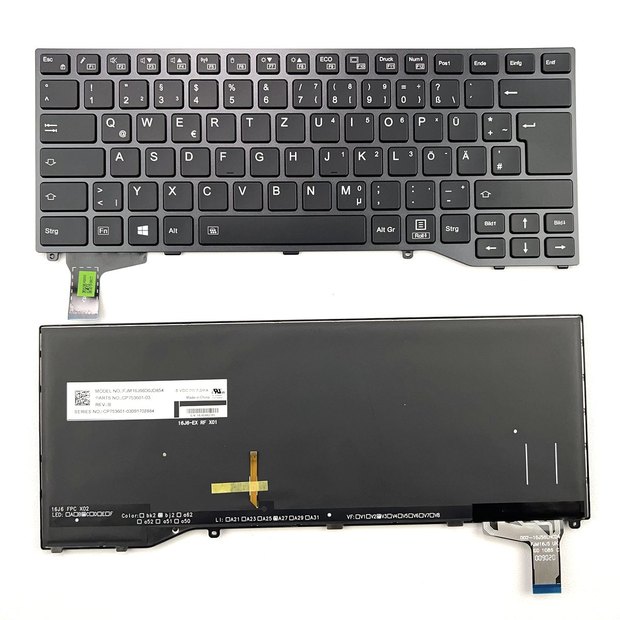 Germany Backlit Laptop Keyboard For Fujitsu Stylistic Q738 Q739 Series Black