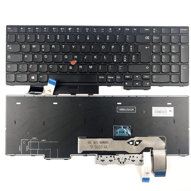 Laptop Replacement Keyboard Compatible with Lenovo Thinkpad L15 (Type 20U3, 20U4 20U7, 20U8) L15 1st Gen 2 15.6 (Type 20X3 20X4 20X7, 20X8) Italian Black With Point Layout