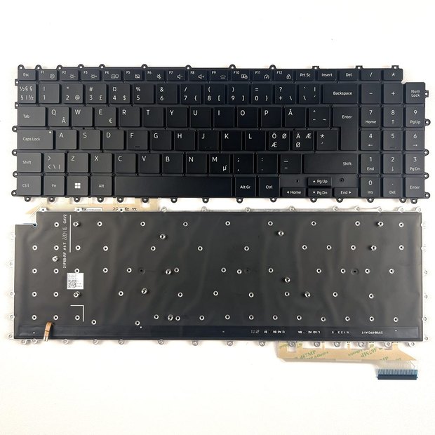 Nordic Backlit Laptop Keyboard Compatible with Samsung Galaxy Book Pro 360 950QDB NP950QDB NP950QDB-KA1US Series BA5904575D