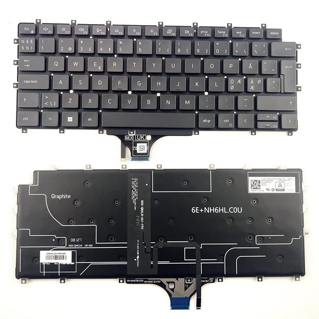 Nordic Backlit Laptop Keyboard For Dell Latitude 9510 9520 15-9510 15-9520 2-in-1 Series