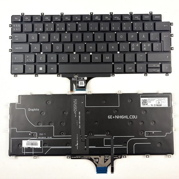 Nordic Backlit Laptop Keyboard For Dell Latitude 9510 9520 2-in-1 Series