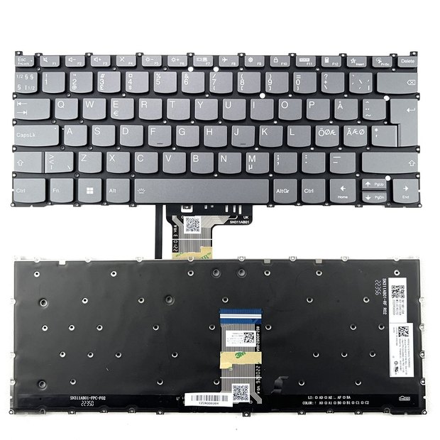 Nordic Backlit Laptop Keyboard For Lenovo Yoga 7 14IRL8 (Machine Type 82YL) 7-14IRL8 PH4SB-ND Series