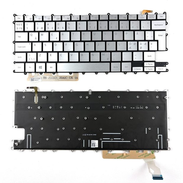 Nordic Silver Backlit Laptop Keyboard For Samsung Galaxy Book Flex2 5G NP930QCA 930QCA Series BA5904512D 20A1C