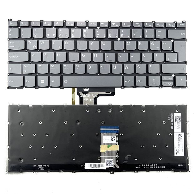 Turkish Backlit Laptop Keyboard For Lenovo Yoga 7 14IRL8 (Machine Type 82YL) 7-14IRL8 PH4SB-TR Series