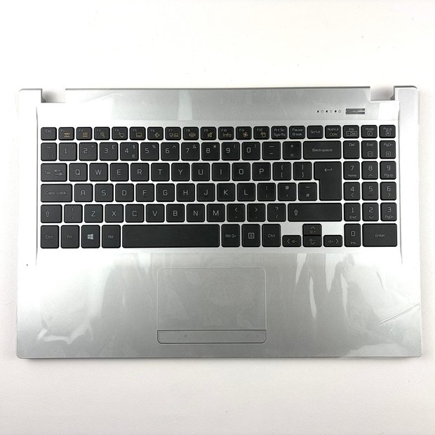 UK Silver PalmRest & Black Keyboard for LG 15U530-KH5DK 15U530-KT5DK 15U530-KT60K 15U530-KH50K 15U530-MF5BL 15U530-M.AFLGZ Series with Touchpad