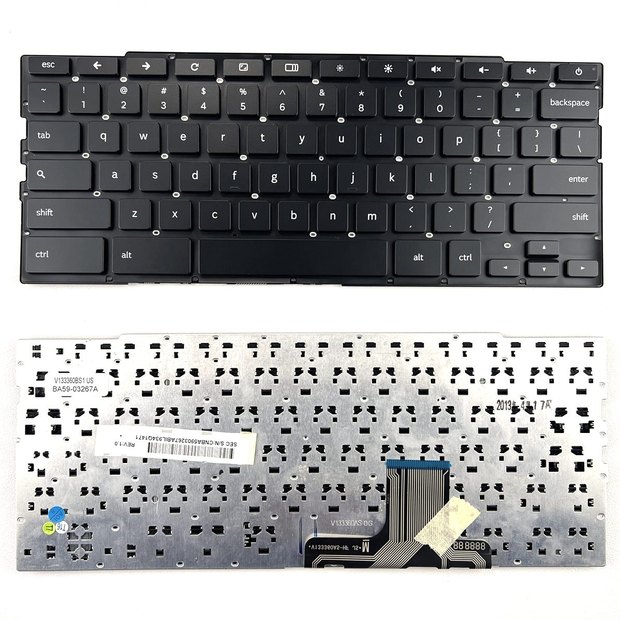 US Laptop Keyboard for Samsung XE550C22, Black QWERTY Layout, Model V133360BS1 BA59-03267A, Compatible with Laptops, Without Frame