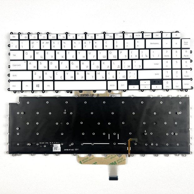 White Backlit Laptop Keyboard Compatible With SAMSUNG 950XDB NP950XDB NT950XDB NP950XDC(Dual-fan version) BA5904683 (Russian Backlit)
