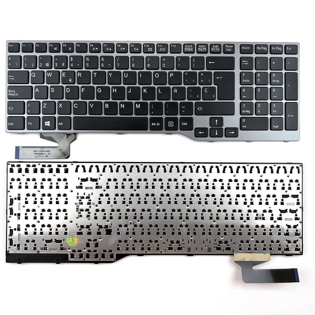 Spanish Laptop Keyboard For Fujitsu E754 Lifebook E557 E753 E756 E554 E556 Celsius H730 H760 H770 H970 Series, Silver