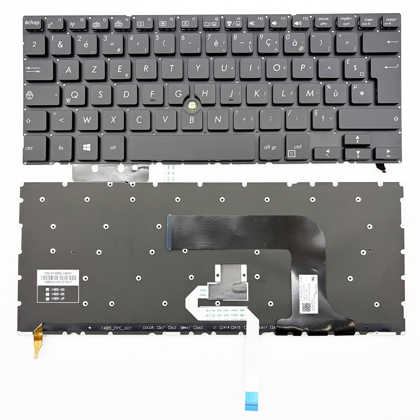 French AZERTY Backlit Keyboard for ASUS PRO BU201 BU201LA with Pointing Stick