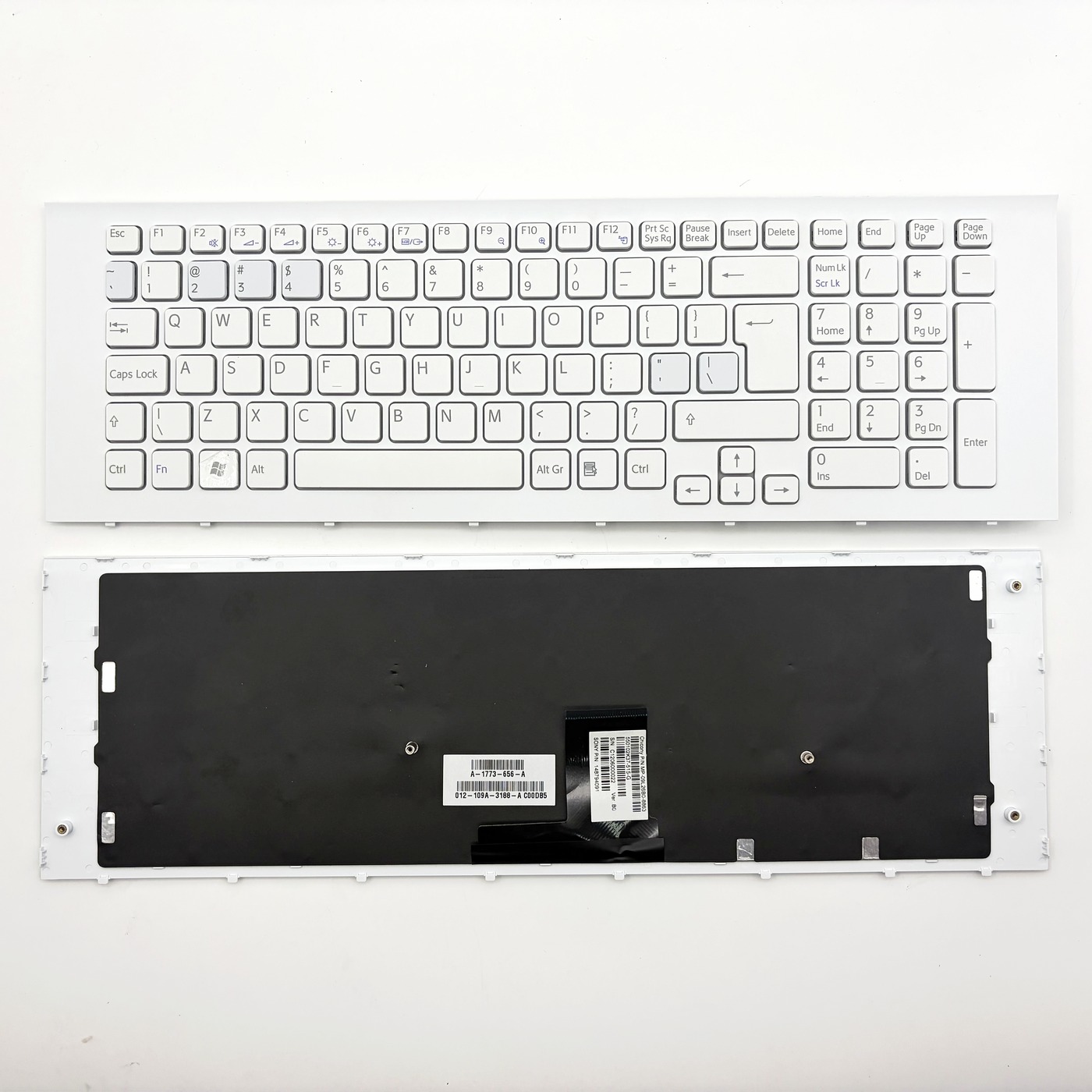 US International Laptop Keyboard White Frame For Sony VAIO VPC-EC Series 17.3"