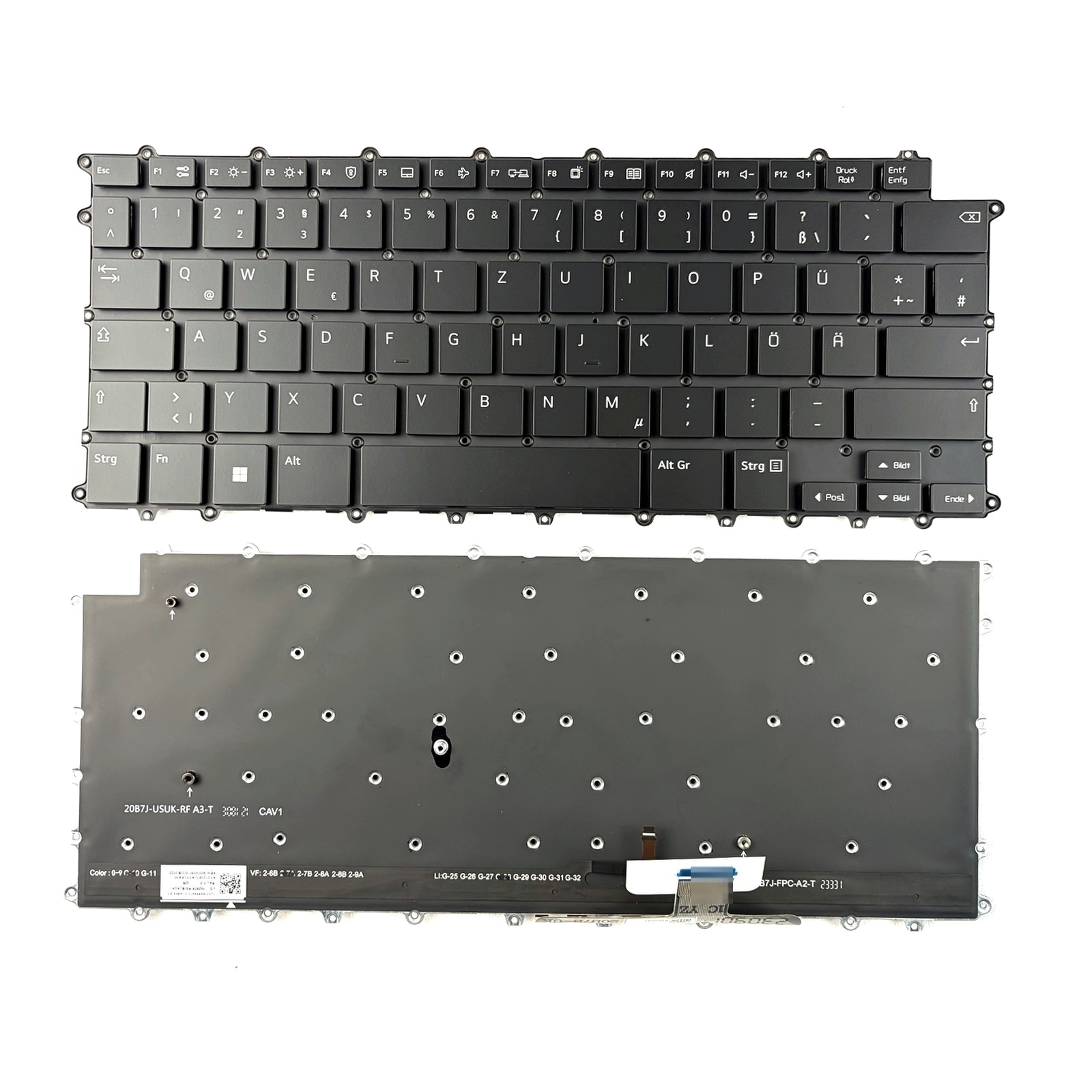 German Backlit Laptop Keyboard Frameless Without Frame For LG Gram 14Z90R 14Z90R-G 14Z90R-K 14Z90R-N 14Z90R-Q 14Z90RS 14Z90RS-G 14Z90RS-K Series — Needs C-cover