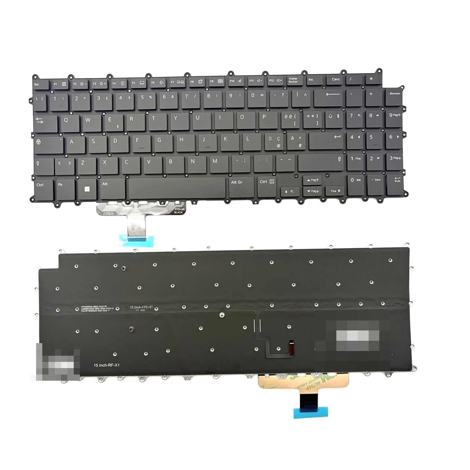 Italian Backlit Laptop Keyboard Frameless Without Frame For LG Gram 16Z90Q 16ZD90Q 16T90P AEW74231430 — Needs C-cover