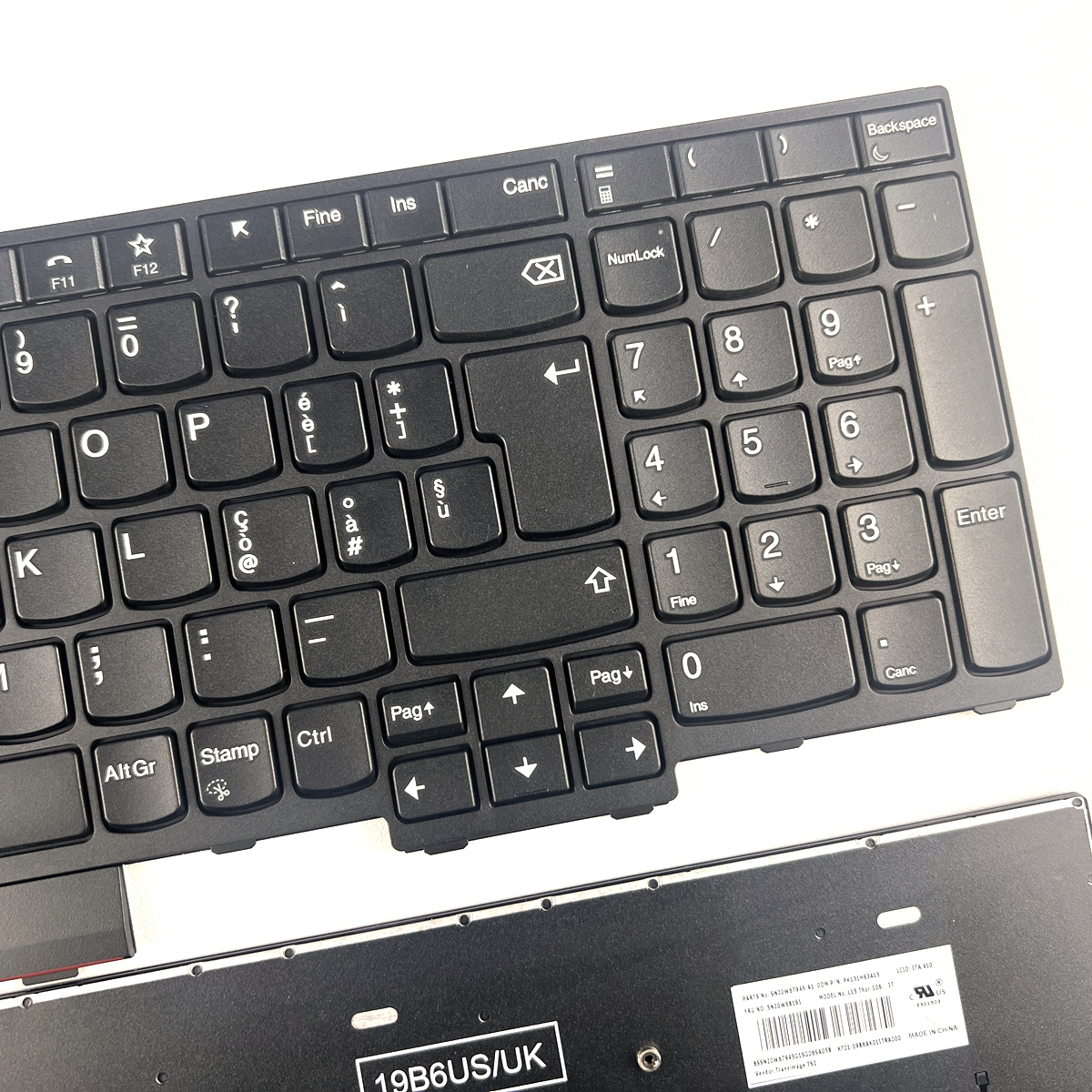 Laptop Replacement Keyboard Compatible with Lenovo Thinkpad L15 (Type 20U3, 20U4 20U7, 20U8) L15 1st Gen 2 15.6 (Type 20X3 20X4 20X7, 20X8) Italian Black With Point Layout -2