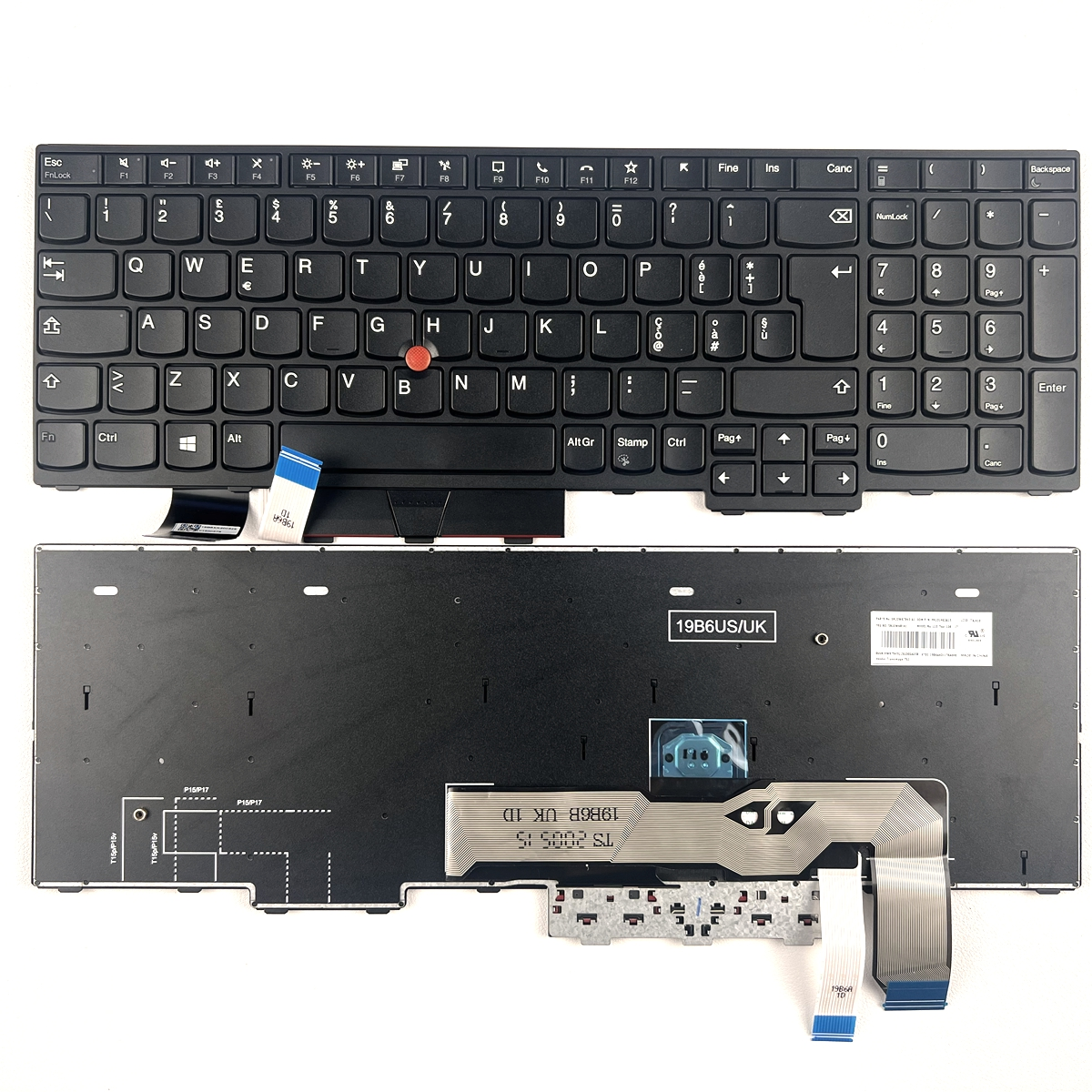 Laptop Replacement Keyboard Compatible with Lenovo Thinkpad L15 (Type 20U3, 20U4 20U7, 20U8) L15 1st Gen 2 15.6 (Type 20X3 20X4 20X7, 20X8) Italian Black With Point Layout -1